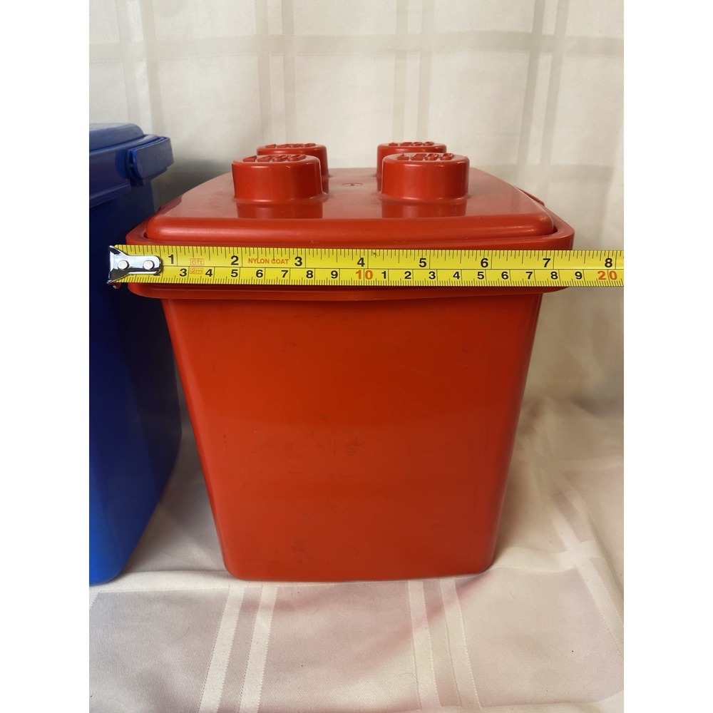 Vintage 1987 LEGO Storage Bucket Red 4 Stud Brick Lid Denmark - Picture 7 of 8